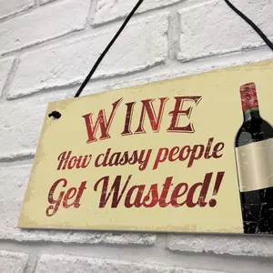 Red Ocean Wine Classy People Hanging Novelty Plaque For Kitchen Bar Pub Wall Sign Decor Wine Gifts For Him Her