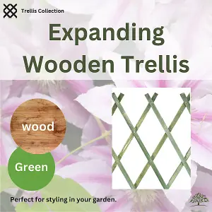 Green 1.8x0.3m Heavy Duty Plant Support Wooden Expanding Trellis for Climbing Plants