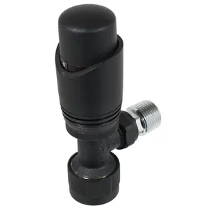 Tower Thermostatic Radiator Valve with Lockshield Black 10 - 15mm Liquid Sensor