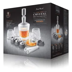 Original Products Final Touch 15 Piece Lead-Free Crystal Whiskey Decanter Set