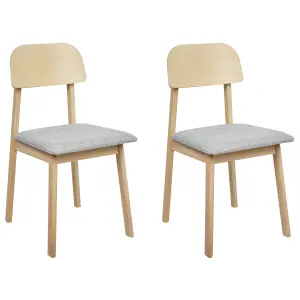 Set of 2 Dining Chairs SCANDIA Rubberwood Light Grey