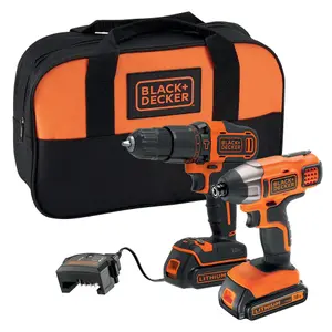 Black & Decker 18V Li-ion Cordless Combi drill & impact driver (2 x 1.5Ah) - BCK25S2S-GB