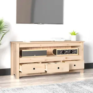 Berkfield TV Cabinet 114x35x52 cm Solid Wood Pine