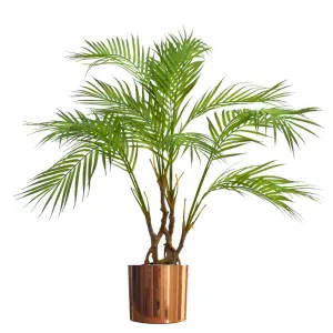 Large Artificial Palm Tree Natural Areca 90cm 3ft Copper Planter Realistic Botanik