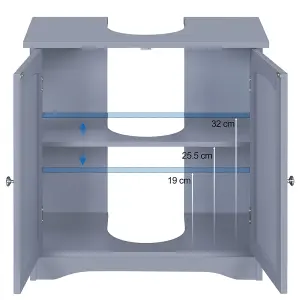 Yaheetech Grey Freestanding Bathroom Under Sink Cabinet