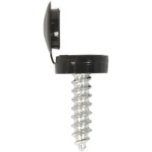 50 PACK 4.2 x 19mm Black Numberplate Screw with Flip Cap - Plastic Enclosed Head