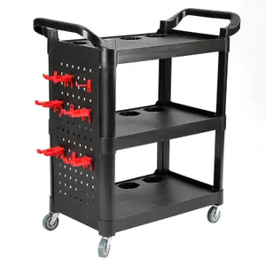 3-Tray Tool Cart on Wheels, Mechanic Tool Cart for Garage, Warehouse