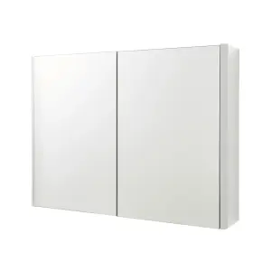 2-Door Mirror Bathroom Cabinet 600mm H x 800mm W - Gloss White - (Arch)