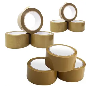 6 Rolls of Brown Low Noise Tape 50mm X 66m Strong Sticky Packaging Parcel Tapes