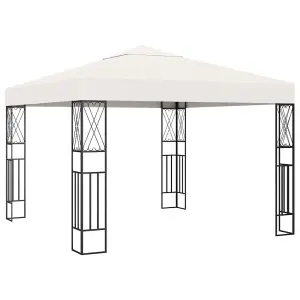 Berkfield Gazebo with LED String Lights 3x3 m Cream Fabric