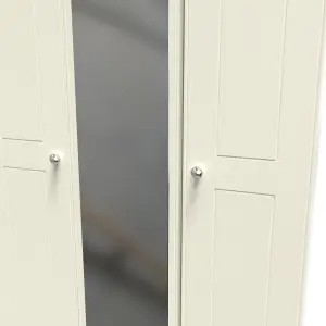 Albert Triple Mirror Wardrobe in Cream Ash & Oak (Ready Assembled)