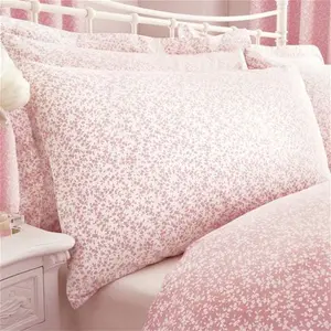 Dunelm Annie Pink Reversible Duvet Cover And Pillowcase Set, Shabby Chic, Size: Double, Polycotton