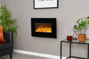 Sureflame WM-9334 Electric Wall Mounted Fire With Remote In Black, 26 Inch