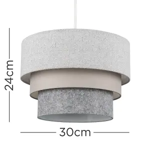 ValueLights Aztec Round Modern 3 Tier Fabric Ceiling Pendant Lamp Light Shade in Herringbone- Includes 10w LED Bulb