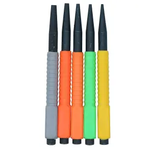 5pc Nail Punch Coloured Set 1.6 - 4.8mm Soft Grip Hollow End Steel