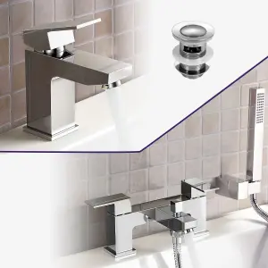 Nes Home Aldo Basin and Bath Shower Mixer Tap with Basin Waste