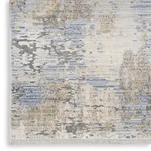 Grey Blue Modern Abstract Easy To Clean Living Room Bedroom & Dining Room Rug-160cm X 229cm