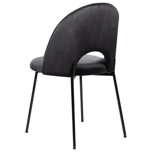 Set of 2 Dining Chairs COVELO Velvet Black