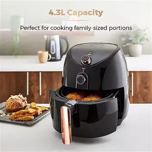 Tower T17021RG Family Size Air Fryer 4.3L 1500W - Black & Rose Gold