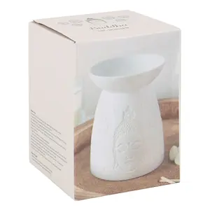 Ceramic Buddha Face Oil Burner - White