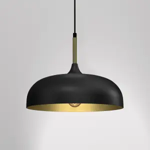 Milagro Pendant Lamp Lincoln Black/Gold 1XE27 35cm