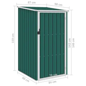 Pearces Garden Shed 87 x 98 x 159 cm Galvanized Steel Green