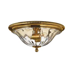 Elstead Cambridge 2 Light Flush Mount Ceiling Light Burnished Brass, E27