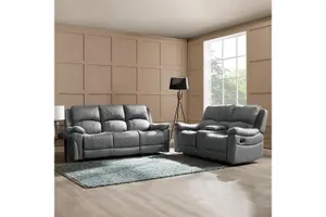 Darius 3 Seater Recliner Sofa, Dark Grey Air Leather