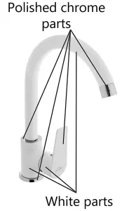 Invena White/Chrome Kitchen Sink Elegant Standing Mixer Tap Single Lever Tap