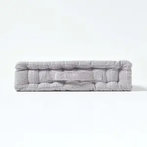 Homescapes Silver Grey Rajput Ribbed Cotton Floor Cushion