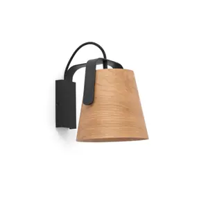 Luminosa Stood 1 Light Indoor Wall Lamp Black, Wood, E27