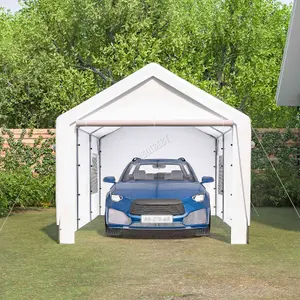 Birchtree Outdoor Steel PE Carport 10x21ft Shed Sidewalls & Windows Boat Truck