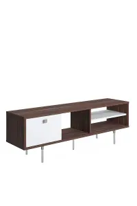 Mika TV Stand with 3 Shelves and 1 Cabinet, 140 x 35 x 45 cm TV Unit Table for TVs up to 60 inch, Walnut