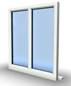 1195mm (W) x 1145mm (H) PVCu StormProof Casement Window - 2 Vertical Panes Non Opening Windows -  White Internal & External