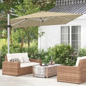 Costway 3M Outdoor Patio Umbrella Square Cantilever Parasol w/ 360 Rotation & Adjustable Tilt