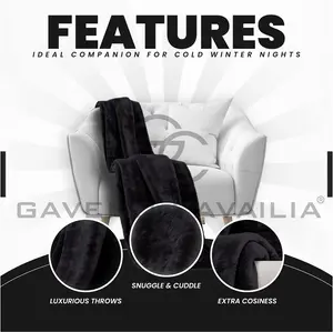 GC GAVENO CAVAILIA Luxury Faux Fur Throw 200X240 CM Black Fleece Blanket for King Bed & Sofa Bed