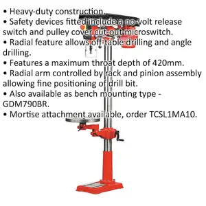 Heavy Duty 5-Speed Radial Floor Pillar Drill with 550W Motor and 1620mm Height