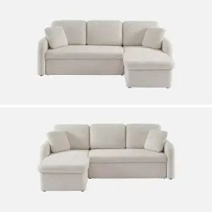 sweeek. 3-seater reversible corner sofa bed in boucle fabric Milano boucle White 220x83x85 cm