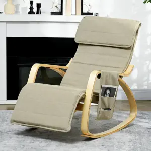 HOMCOM Rocking Chair Recliner Armchair with Adjustable Footrest, Cream White