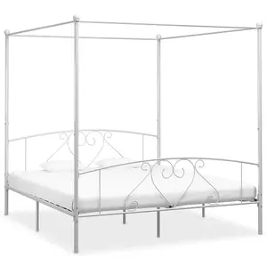 Berkfield Canopy Bed Frame White Metal 200x200 cm