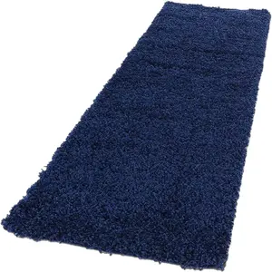 Abaseen 60x220 cm Navy Thick Pile Soft Shaggy Modern Runner Rug