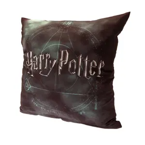 Harry Potter Deathly Hallows Filled Cushion Grey/Green (One Size)