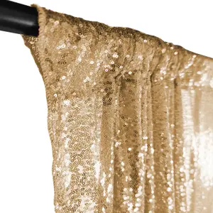 4ft x 7ft Sequin Backdrop Photography Background Shiny Fabric Glitter Curtain Backdrop, Champagne