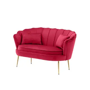 2 Seater Loveseat Small Sofa in Velvet Pink