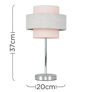 Bogaerts Metal Table Lamp Dusky Pink/Herringbone / Included