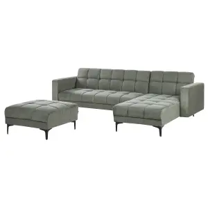 Left-Hand Corner Sofa with Ottoman ALNES Dark Green Left Hand