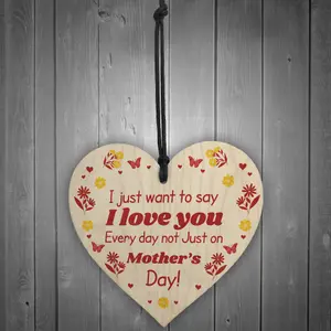 Funny Mothers Day Gift Wood Heart Gift For Mum Nan LOVE Gift From Daughter Son