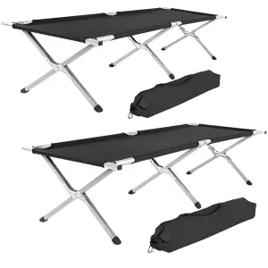 2 camping beds made of aluminium - black