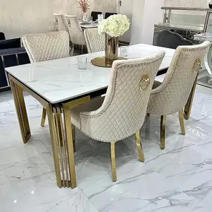 Sorrento  Dining Table + 4 Majestic Lion Knocker  Dining Chairs