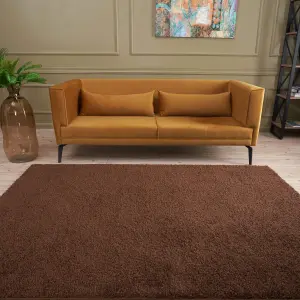 Myshaggy Collection Living Room Rugs Solid Design  Brown